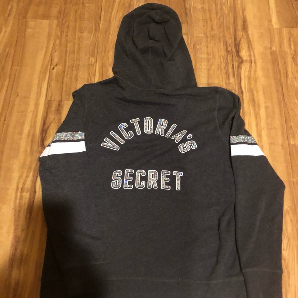 Victoria's Secret Charcoal Hoodie with Leaf Charm - Picture 4 of 4